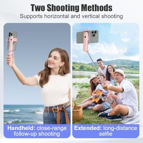 Adiwo Portable Pocket Selfie Stick, Extendable Mini Selfie Stick for 4-7" Phones, with Wireless Remote Control Button, Extends from 12-70cm, 109g Lightweight, for Live Streaming,Vlog,Content Creation — view 3