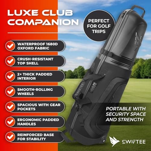 SWIFTEE Premium Golf Travel Bag with Hard Case Swiftee Branded Top & TSA Lock – 1680D Oxford Fabric, Oversized Wheels, Lightweight Airline Carrier for Maximum Club Protection (Black) — view 4