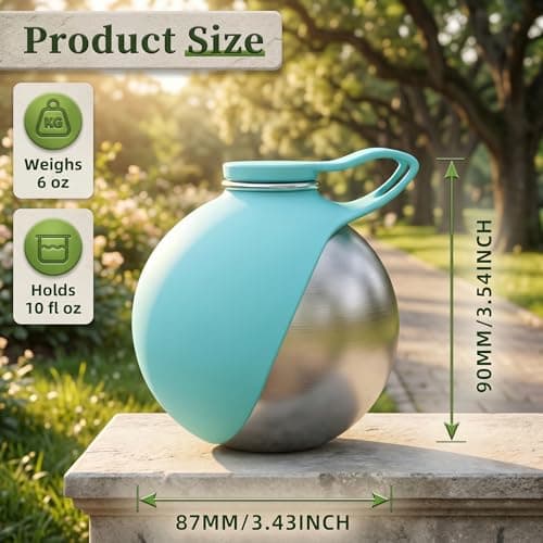 Portable Dog Water Bottle, 2-in-1 Stainless Steel Dog Water Bottle with Foldable Silicone Bowl, Leak Proof Pet Water Dispenser for Walking, Hiking, Travel & Small Dogs, 285ml, Blue — view 4