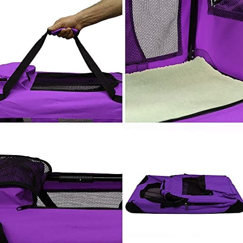 Petbarn Portable Soft Fabric Pet Carrier Folding Dog Cat Puppy Travel Transport Bag (Small, Purple) — view 6