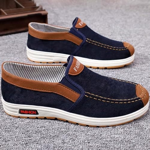 Mens Loafer Casual Shoes Comfort Lightweight Driving Travel Walking Shoes for Adult Male Canvas Pumps Low-Top Sneakers Flat Gym Shoe dad Gifts Footwear UK 5.5 Blue — view 3