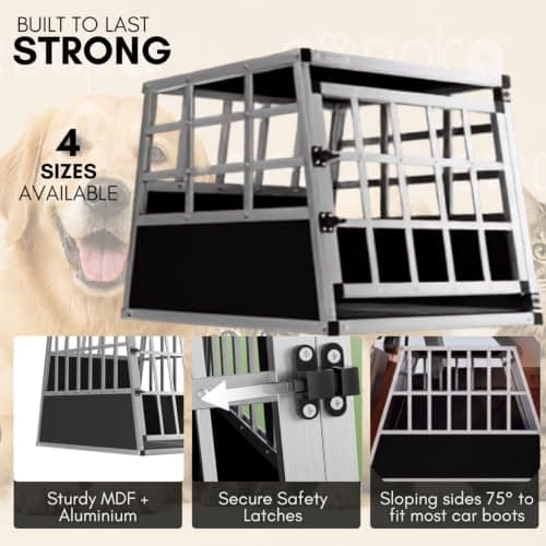 CADOCA® XL Aluminium Dog Crate for Car Boot Dog Travel Crate 89x70x51cm — view 4