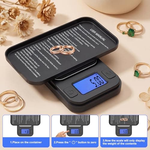 Mini Scales 0.01g/200g, Diyife Portable Precision Scale Jewellery Scales with Storage Case, Auto-Off, Backlit Lcd, 8 Units, Tare, Digital Pocket Scales for Food, Gold, Coffee, Gem (Black) — view 5
