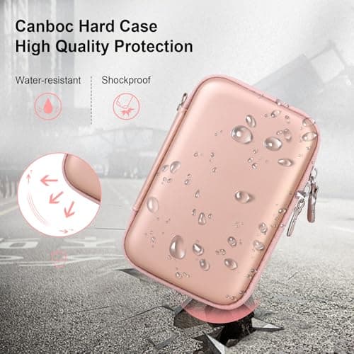 Canboc Hard Carrying Case for Maxone 250GB 320GB 500GB 1TB 2TB Ultra Slim Portable External Hard Drive HDD USB 3.0, Mesh Pocket fits Dongle, Flash Drives, USB Cable, SD Card, Rose Gold — view 4