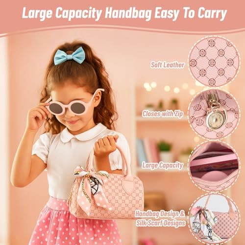 Play Handbag Set with Pretend Makeup – Cute Purse Toy for Kids with Accessories, Girls Birthday, Fun Makeup and Role Play Travel Toy Gift Presents for Toddlers Little Girls Age 3 4 5 6 7 8 — view 4
