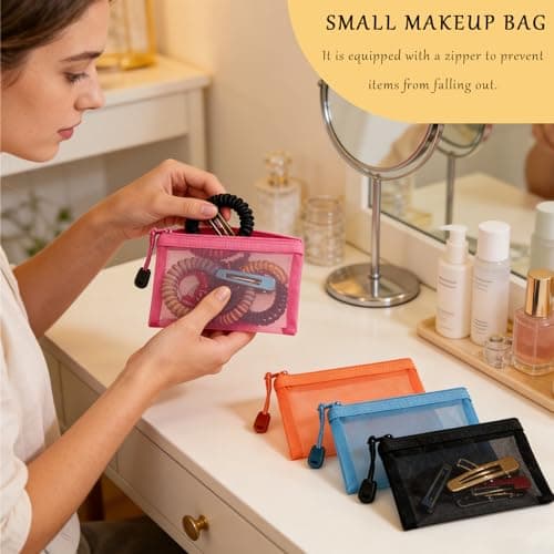 7Pcs Small Zip Pouch, Small Make Up Makeup Bag for Handbag Zip Pouches — view 6