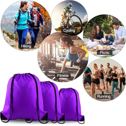 PLULON Purple Drawstring Bags Drawstring Backpack Bulk, String Backpack Cinch Sack Sport Gym Bags for Yoga Traveling Outdoor Sports — view 6