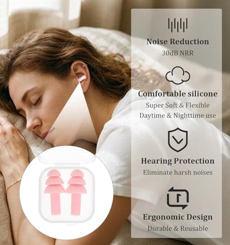6 Pairs Reusable Ear Plugs, Waterproof Ear Plugs - Reusable Travel Earplugs with Earplug Case for Sleep, Swimming, Snoring, Concerts, Work, Transparent Color — view 6