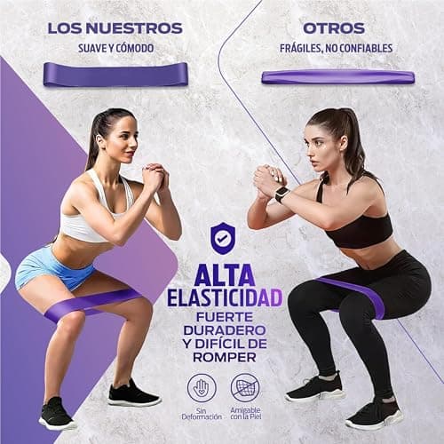 Resistance Bands, Set of 5, Skin-Friendly Loops with 5 Resistance Levels, Carrying Case, for Home, Gym, Yoga, Training (Purple) — view 4