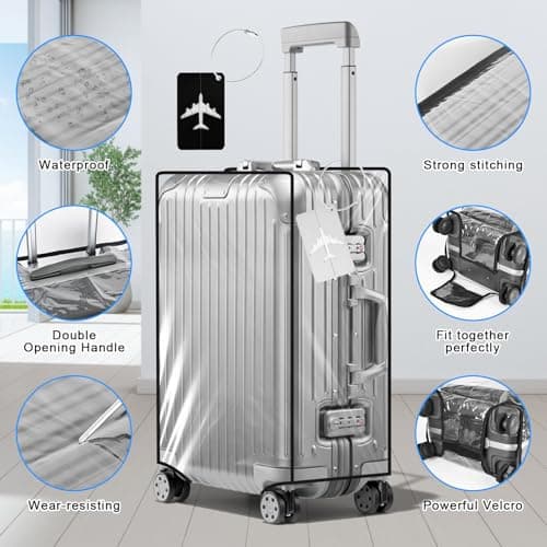 XCRPRT 2 PCS Clear PVC Suitcase Cover Protectors, 30 Inch Luggage Cover Protector Bag with Luggage Tag*2, Waterproof Suitcase Protective Cover, Travel Luggage Cover Elastic for Wheeled Suitcase 30'' — view 3