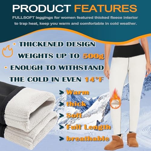 FULLSOFT Thick Fleece Lined Leggings for Women – High Waisted Winter Thermal Warm Yoga Pants Workout Tummy Control Leggings, Pink, Large — view 4