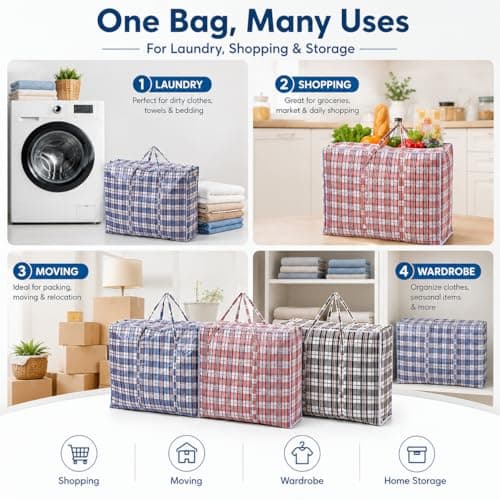1ABOVE 3 Pack Medium Zipped Storage Bags 57 x 47 x 30 cm — view 6
