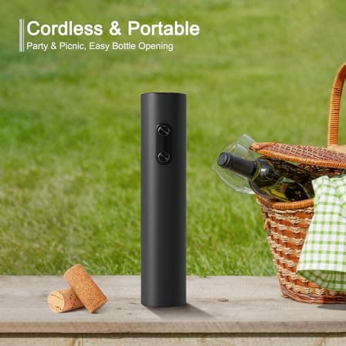 ELMWAY VinoLux Series Electric Wine Opener – Battery Operated Corkscrew with Easy Two-Button Operation & Foil Cutter, Portable Design for Home Use or Parties — view 5