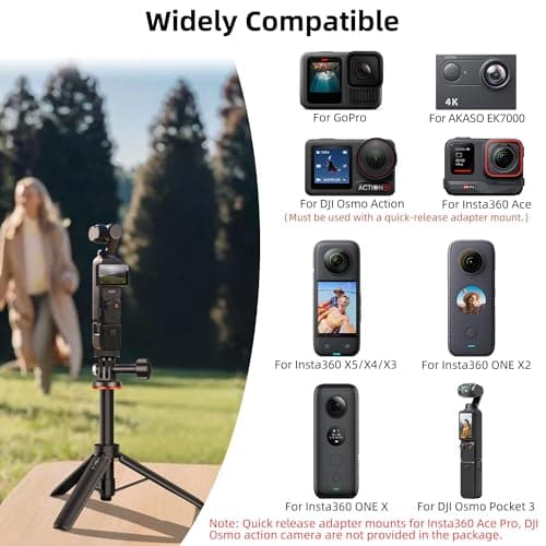 20"/51cm Selfie Stick Tripod for GoPro Hero 13/12/11/10/9/8/Max2, DJI Osmo Pocket 4P/4/3, Action 6/5 Pro/4, AKASO EK7000 Action Cameras — view 2