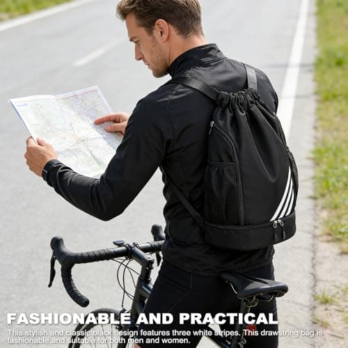 Waterproof Sports Backpack with Shoe Compartment and Water Bottle Pockets — view 6