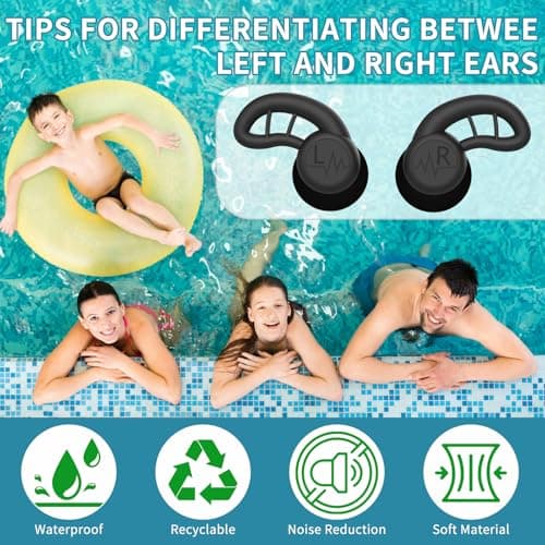 Swimming Ear Plugs for Adults, 4 Pairs Reusable Silicone Waterproof Swim Earplugs for Swimming Showering Snorkeling Surfing and Water Sports, Water Ear Plugs for Men Women — view 2