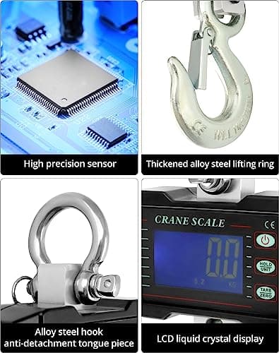 QWORK® Digital Hanging Scale, 1000KG / 2204LBS, Aluminum Digital Luggage Scale, For Wharf Weighing, Steel Raw Materials, Fishing — view 3