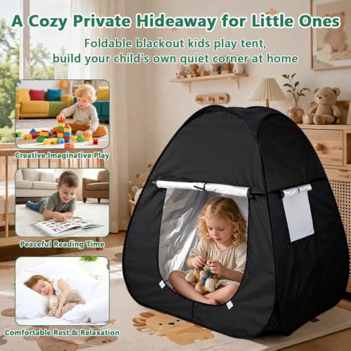 Peldris Sensory Tent, 84 x 84 x 96cm Foldable Pop Up Play Tent for Autism Kids with Storage Bag, Blackout Sensory Tent, Calm Corner for Children to Read Play and Relax — view 6