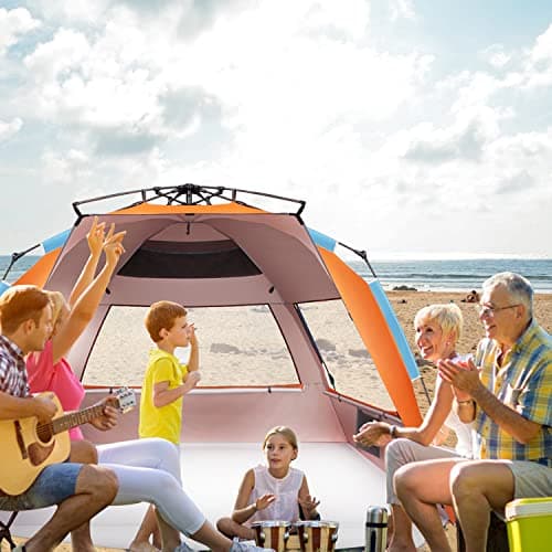 Oileus XX-Large Beach Tent Sun Shelter for 5-6 Person Portable Sun Shade Instant Pop Up Tent for Beach with Carrying Bag, Stakes, 6 Sand Pockets, Anti UV for Fishing Hiking Camping, Waterproof — view 2
