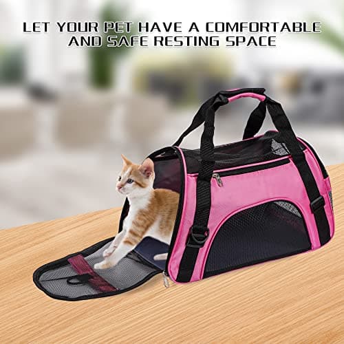 Soft-Sided Foldable Cat/Dog/Pet/Puppy Carrier Bag,Portable Pets Travel Carriers For Cats/Dogs/Pets With Shoulder Strap & Removable Mat,Durable Comfort Cat Basket Airline Approved(Pink,Medium) — view 6