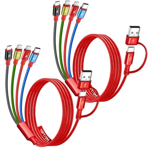 Travel Essentials 4 in 2 Multi Charging Cable with Dual Type C PortS 10FT