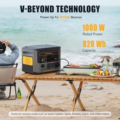 VTOMAN 1000W Portable Power Station, 828Wh Expandable LiFePO4 Battery — view 4