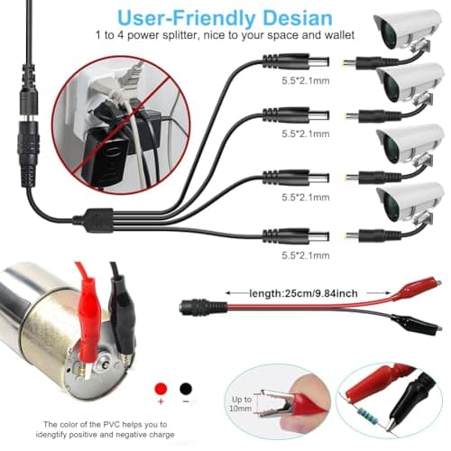 Universal Power Supply 3V~24V 6A 144W Adjustable Variable 3V 5V 9V 12V 18V 20V 24V AC/DC Adapter Charger, 100V-240V AC to DC Converter with 14 Tips, Polarity Converter and 4-Way Power Splitter Cable — view 4