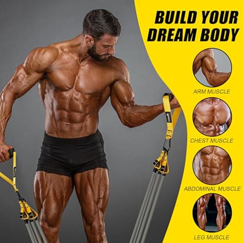 WOQQW Heavy Resistance Bands, 350lbs Resistance Bands Set for Men, Exercise Bands with Handles, Door Anchor, Ankle Straps, Workout Bands for Muscle and Strength Training - Home Gym Workout Equipment — view 4