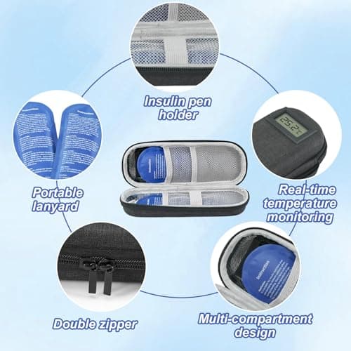 Insulin Cooler Travel Case with Temperature Display Portable Medication — view 3