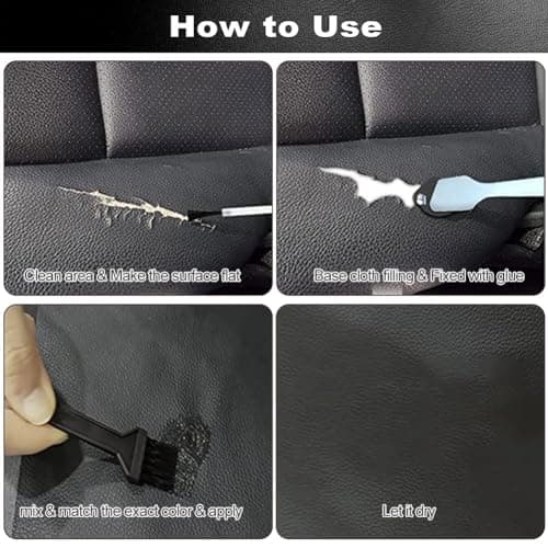 Black Leather Repair Kit for Furniture, Leather Car Seat Repair Kit, Easily Restore Car Interior, Sofa, Jacket, Restore Any Material with Super Easy Instructions to Fix Scratches, Tears, Holes — view 5
