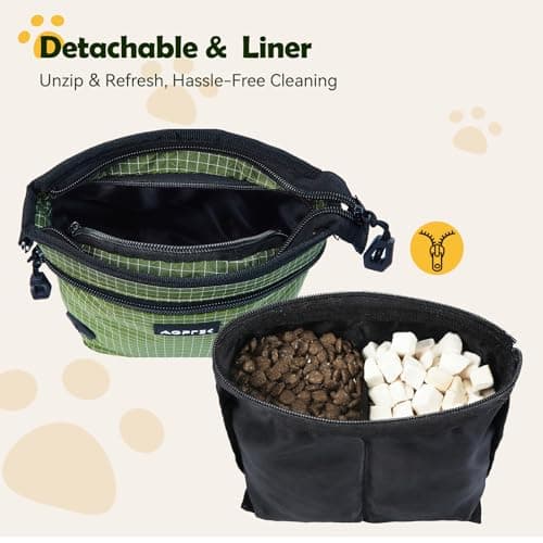 AGPTEK Dog Treat Pouch Bag for Walking, Magnetic Zipper Closure, Green — view 4