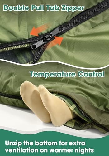 WERTYCITY Flannel Double Sleeping Bag with Draft Tube for 2 Person Camping — view 6