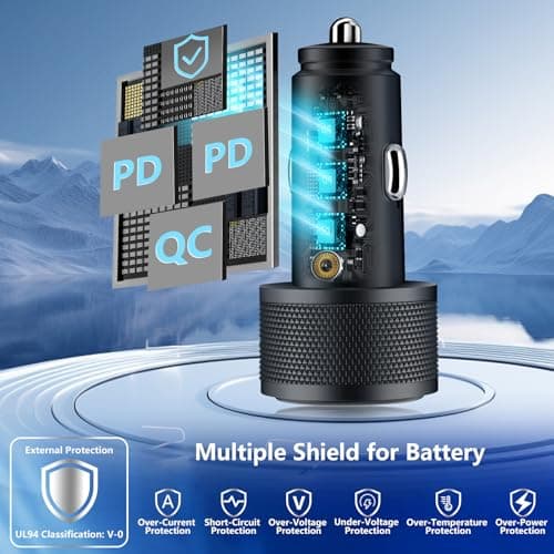 Apple MFi Certified iPhone 17 Car Charger 3Port 67W USB-C&USB-A Car Charger — view 4