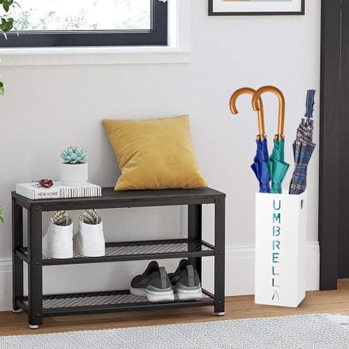 NZWBSHSSP Metal Umbrella Stand, Freestanding Square Mesh Umbrella Holder Walking Stick Stand for Home, Entryway, Office, Hotel and Supermarket Walking Stick Holder(White) — view 5