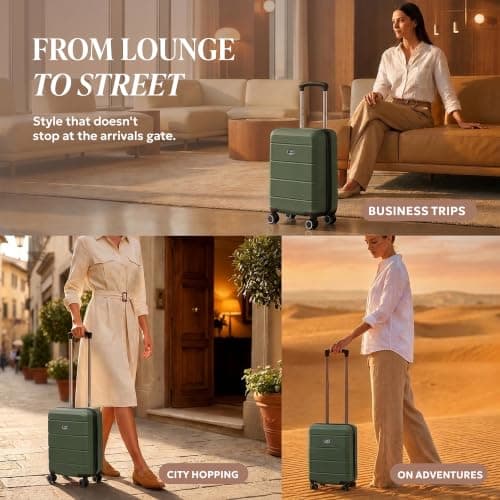 LUGG - Jetset 40cm Suitcase - 40x30x20cm- Ryanair Compatible - Underseat Size - Hard Shell ABS - Spinner & Removable Wheels - Lightweight Travel Luggage- Army Green — view 4