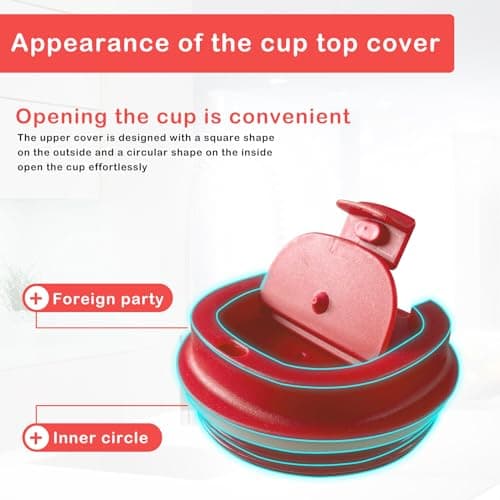 Senshuomy Travel Mug,Insulated Coffee Cup with Leakproof Lid(Red/510ml) — view 6