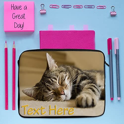 Personalised Tabby Cat Tablet Sleeve Laptop Case Adults iPad Zip Pouch Protective Carry Travel Bag Kittens Birthday Gift ST824 (Large 14" – 15.6") — view 4