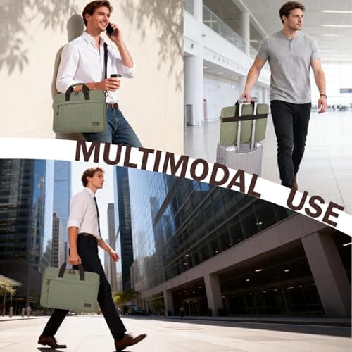 Estarer Laptop Messenger Bag 17-17.3 Inch Mens Satchel Shoulder Bag for Work (Green-slim, 17-17.3 Inch) — view 2