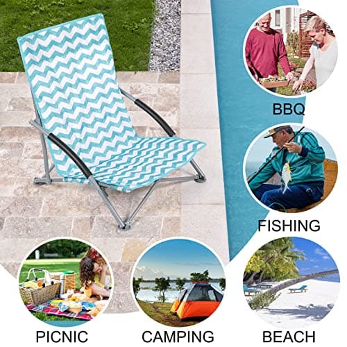 Unibos Set of 2 Folding Low Camping Chair, Lightweight,Foldable,Portable Garden Beach Chair Perfect for Camping,Garden,Festivals,Fishing,Caravan Trips and BBQs (Zigzag) — view 4