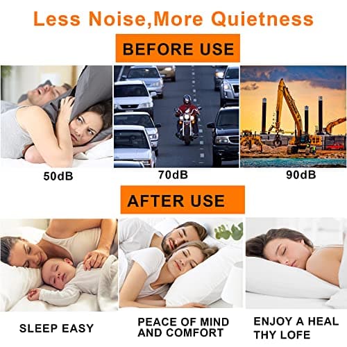 EXGOX 14 Pairs Silicone Ear Plugs for Sleeping Noise Cancelling Reusable Moldable Wax Earplugs for Swimming, Work, Airplane, SNR27dB(Blue, Orange) — view 2
