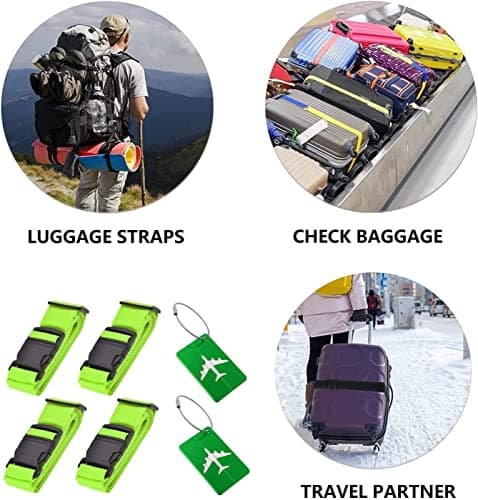 Luggage Straps and Suitcase Tags,Adjustable Luggage Belts Luggage Tags With Name ID Card for Luggage Suitcase Travel Accessories — view 5