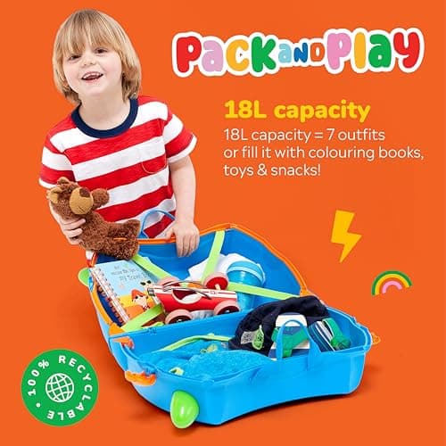 Trunki Children’s Ride-On Suitcase and Kid's Hand Luggage | Ideal Toy Gift for 3 Year Old Boys : Terrance (Blue) — view 4