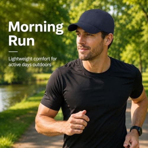 WHJYCC Waterproof Running Hat, Navy Blue Baseball Cap, UPF 50+ — view 2