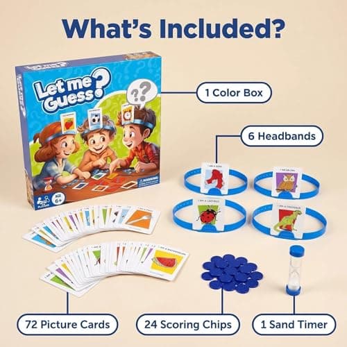 Falafoty What Am I Game, Let Me Guess! Family Fun Quiz Game with New Cards, Headbands, Picture Guessing Who Card Game Family Board Game for After Dinner Party Travel Pocket Game for Kids Adult (Blue) — view 2