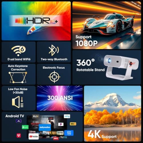 2026 New Smart Projector Built-in Apps Android 14 Native 1080P 4K Supported — view 2
