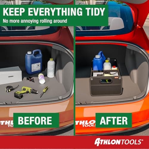 ATHLON TOOLS Car Boot Organiser - Collapsible Boot Storage Bag - Multi-Compartment Tidy for Car, Van & SUV - 600D Oxford, Non Slip Bottom — view 4