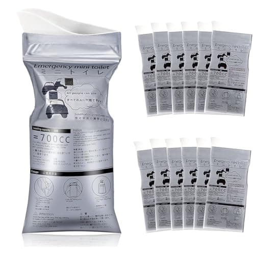 RQJLZ 12 pcs Disposable Urine Bags, 700ml Pee Bags, Traffic Jam Emergency Portable Urine Bag for Camping Travel Outdoor Urinal Toilet Car Gel for Men Women Kids Children Patient and Pregnant (Grey)