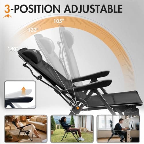 Portal Reclining Camping Chairs for Adults Set of 2 Heavy Duty High Back — view 4