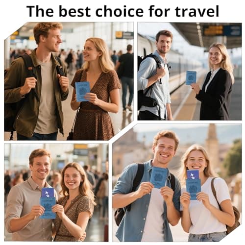 Cinocratic Passport Holder for Travel Accessories,RFID Blocking PU Leather Passport Cover Wallet Card Case for Men and Women (Blue) — view 5
