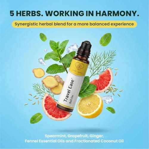 Herb Tantra Travel Ease Roll On | Non Drowsy Formula | Combat Nausea, Motion Sickness,Morning Sickness,Vertigo, Dizziness | Spearmint, Ginger & Grapefruit Essential Oil — view 5